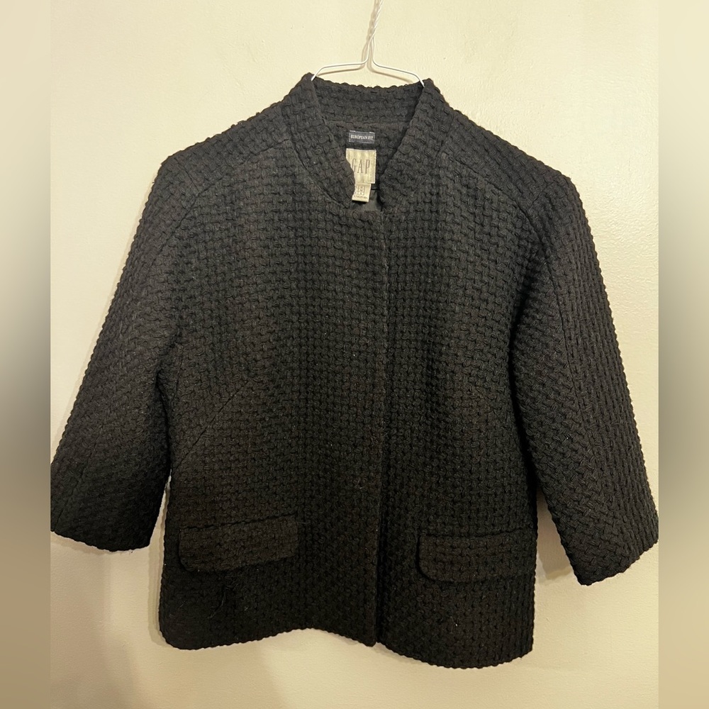 Gap Textured Wool-Blend Jacket (European Fit)‎ - Black, Size 6